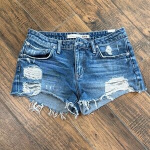 Lovers + Friends Blue Distressed Jean Shorts